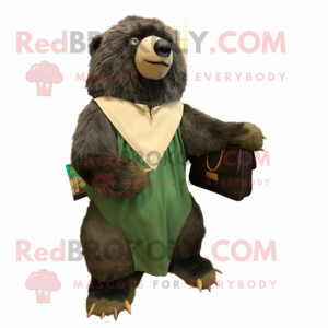 Olive Sloth Bear maskot...
