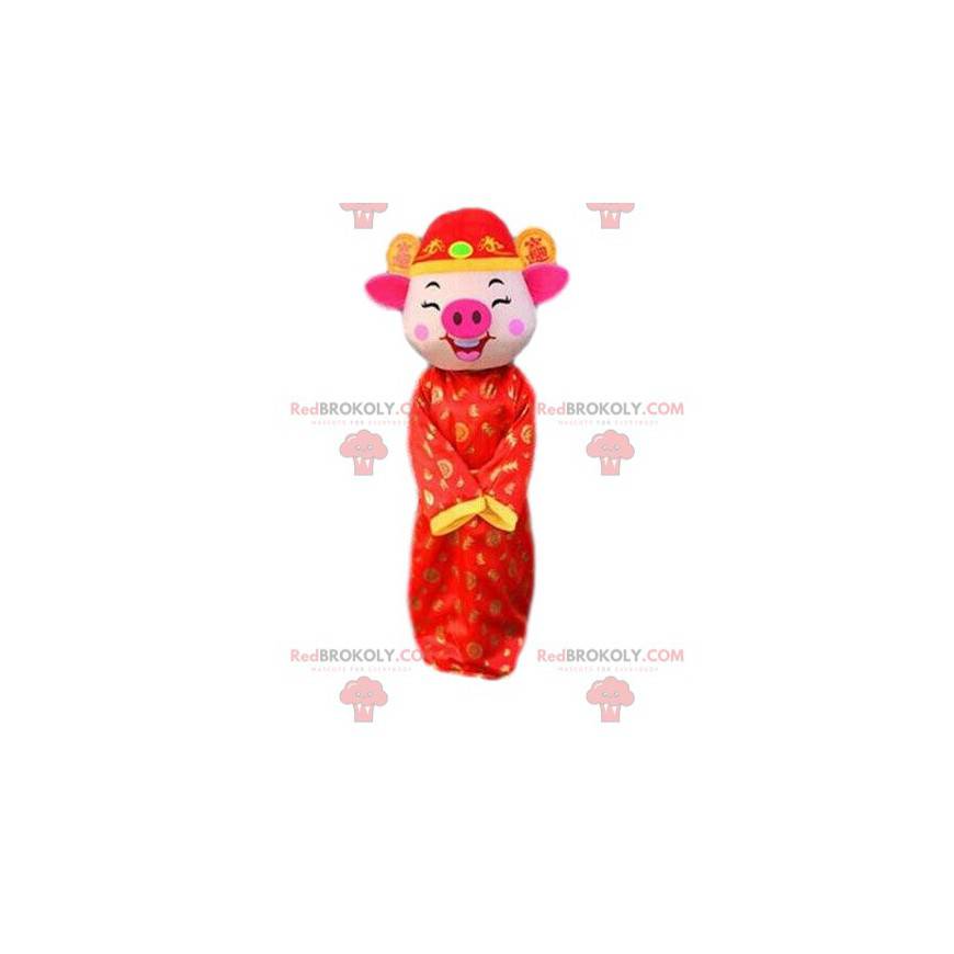 Schweinekostüm in festlicher Kleidung, chinesisches Schweinekostüm in festlicher Kleidung, chinesisches