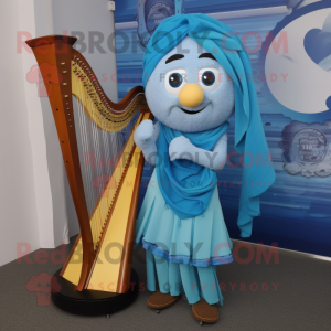 Sky Blue Celtic Harp maskot...