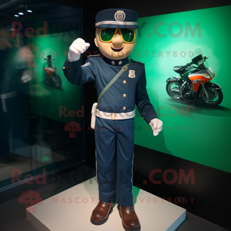 Navy Irish Flag mascot costume character dressed with a Moto Jacket and Cufflinks Navy Irish Flag mascot costume character dressed with a Moto Jacket and Cufflinks