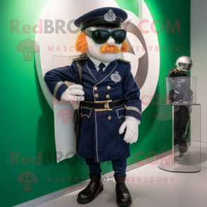 Navy Irish Flag mascot costume character dressed with a Moto Jacket and Cufflinks