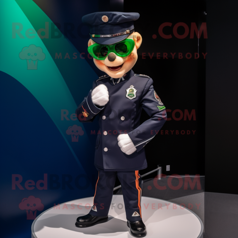 Navy Irish Flag mascot costume character dressed with a Moto Jacket and Cufflinks Navy Irish Flag mascot costume character dressed with a Moto Jacket and Cufflinks