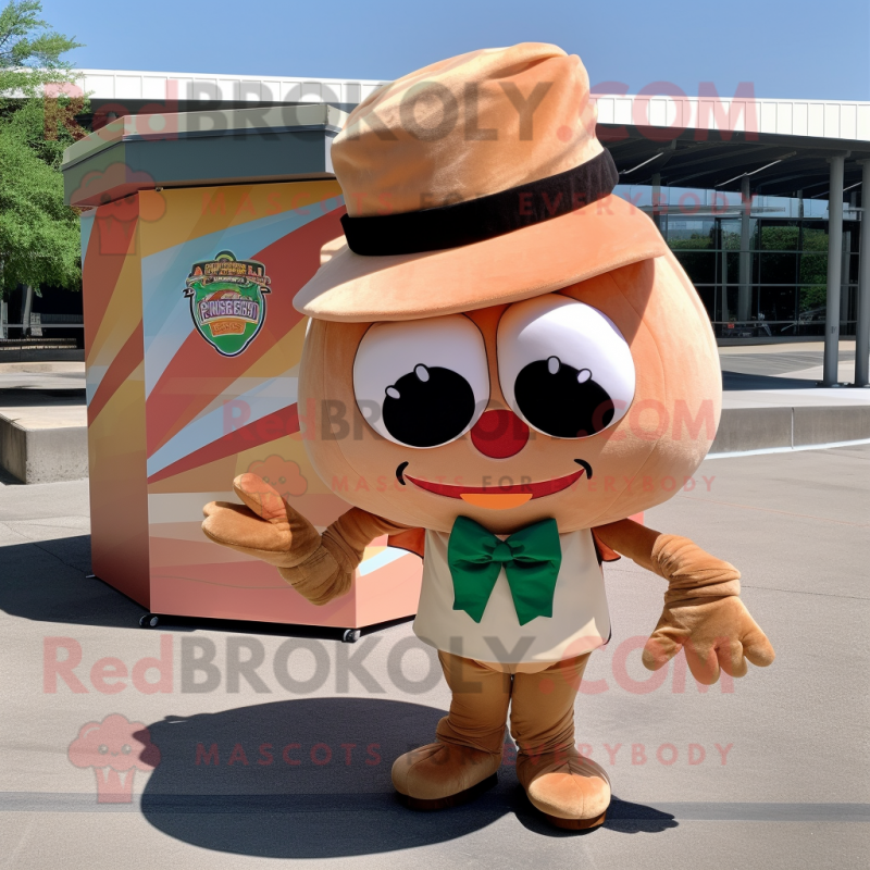 Peach Tacos mascot costume character dressed with a Cargo Shorts and Bow ties Peach Tacos mascot costume character dressed with a Cargo Shorts and Bow ties