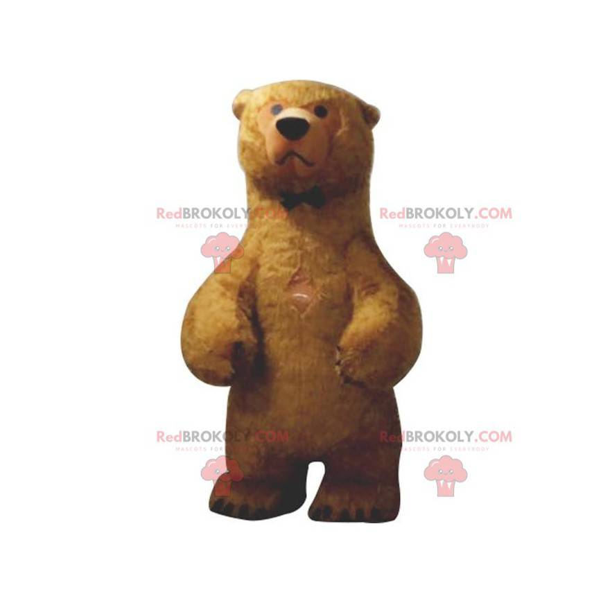 Mascote de urso pardo muito realista, disfarce de urso gigante