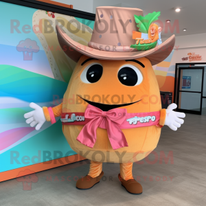 Peach Tacos mascot costume character dressed with a Cargo Shorts and Bow ties