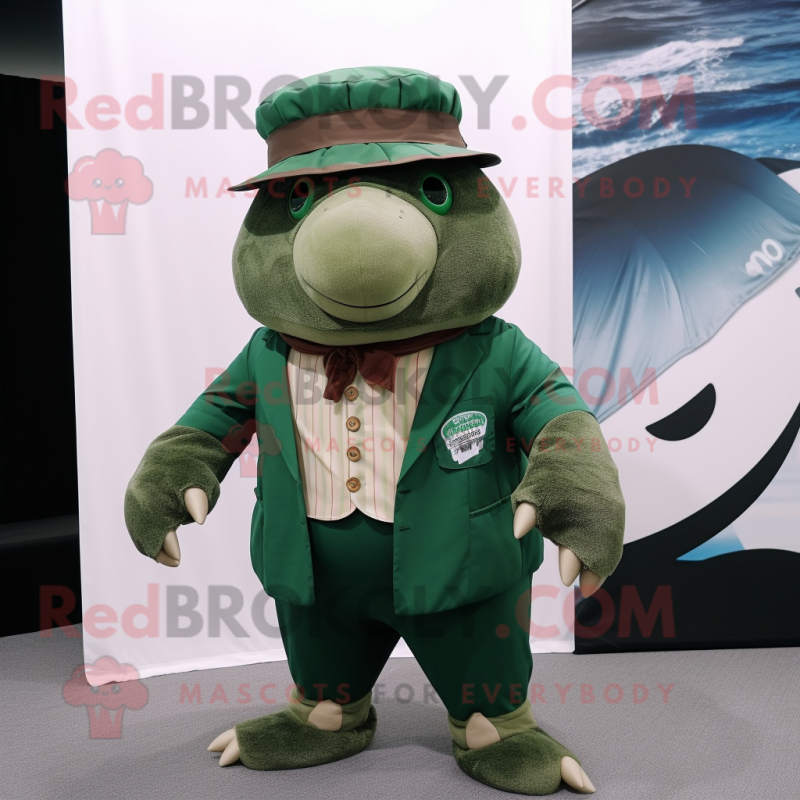 Forest Green Glyptodon mascot costume character dressed with a Suit Pants and Beanies Forest Green Glyptodon mascot costume character dressed with a Suit Pants and Beanies