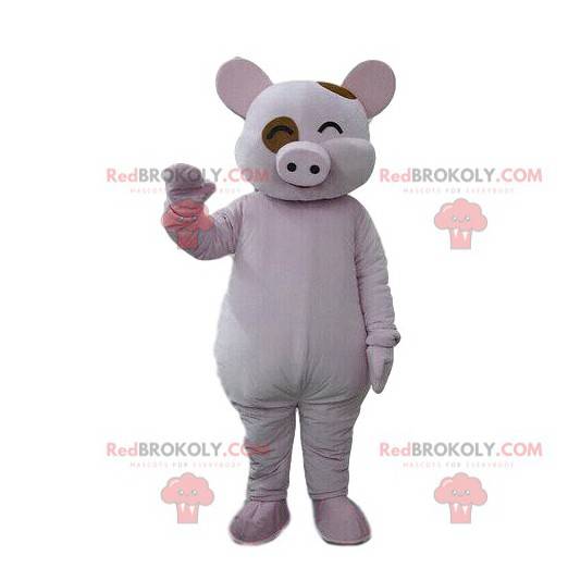 Laughing pig mascot, laughing costume, farm animal -