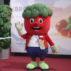 Rød Broccoli maskot kostume...