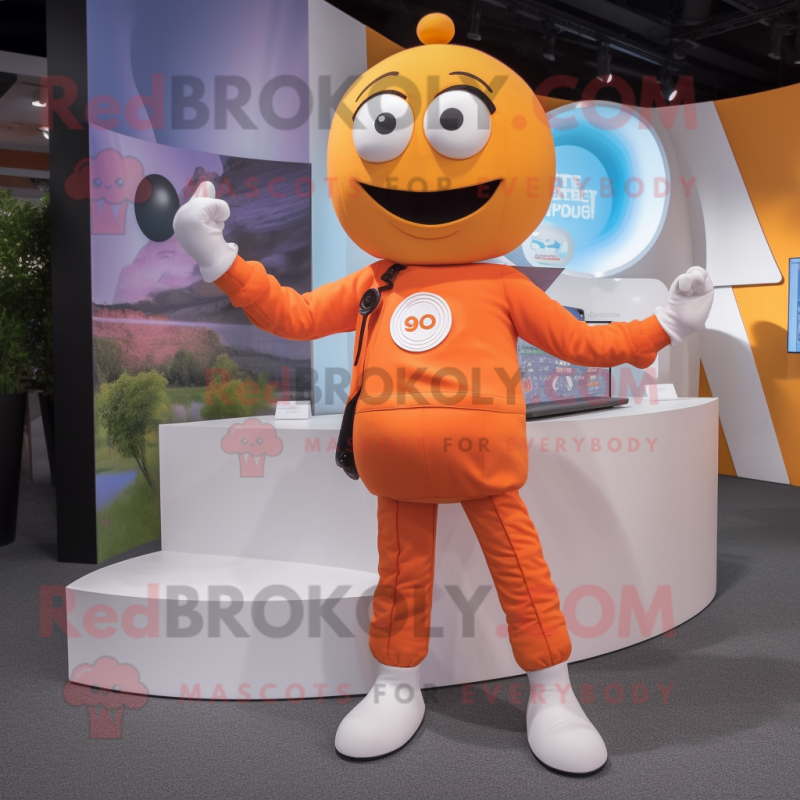 Orange Doctor mascot costume character dressed with a Yoga Pants and Watches Orange Doctor mascot costume character dressed with a Yoga Pants and Watches