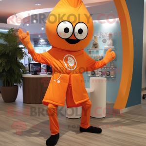 Orange Doctor mascot costume character dressed with a Yoga Pants and Watches