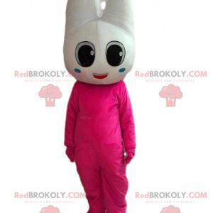 Mascote do dente, fantasia de dentista, dente rosa -