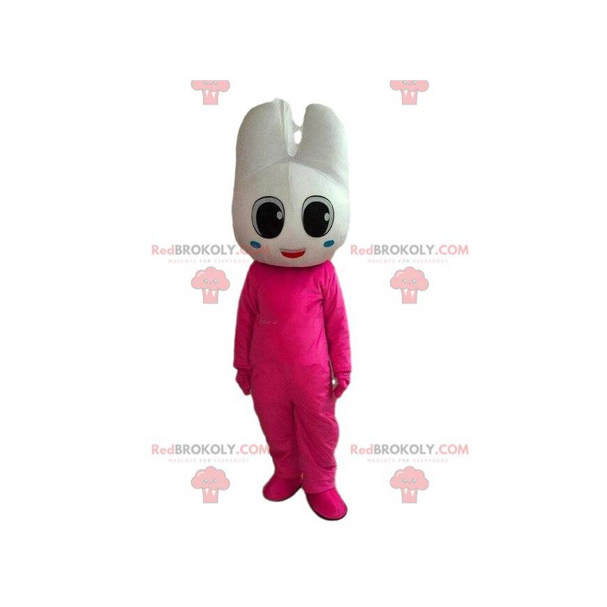 Mascote do dente, fantasia de dentista, dente rosa -