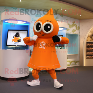 Orange Doctor mascot costume character dressed with a Yoga Pants and Watches