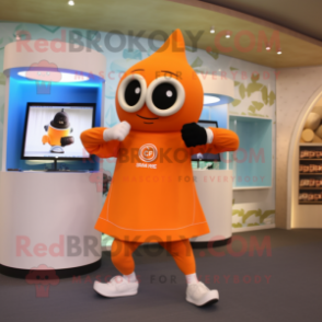 Orange Doctor mascot costume character dressed with a Yoga Pants and Watches