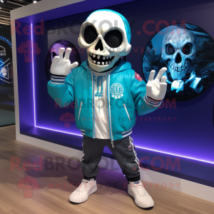 Cyan Skull mascotte kostuum...