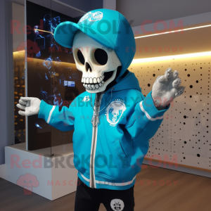 Cyan Skull mascotte kostuum...