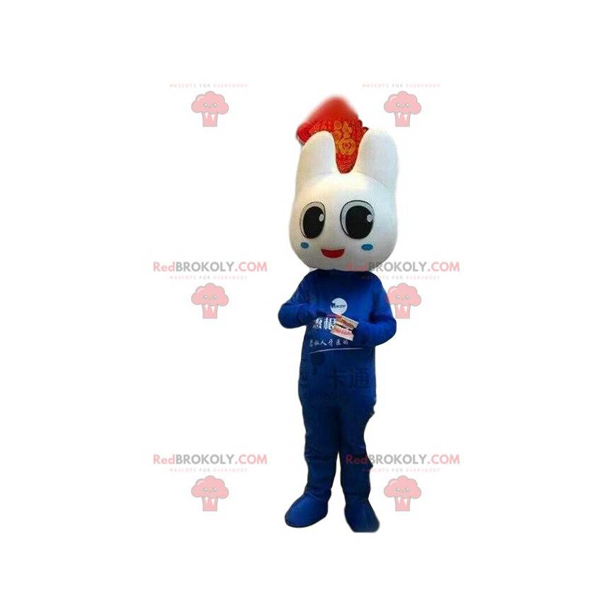 Mascotte del dente, costume del dentista, dente blu -