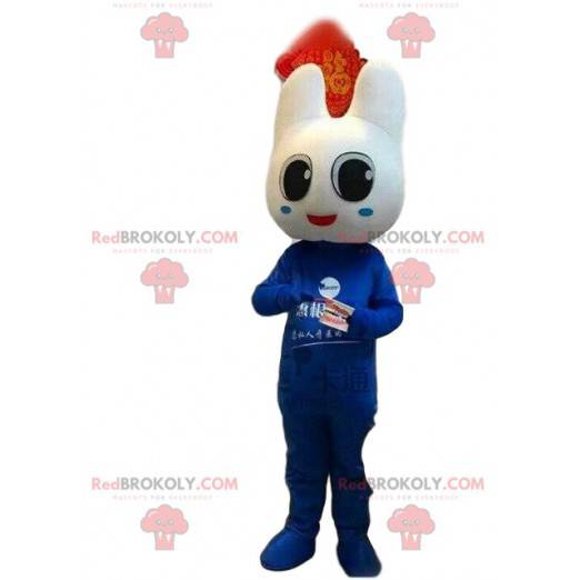 Mascotte del dente, costume del dentista, dente blu -