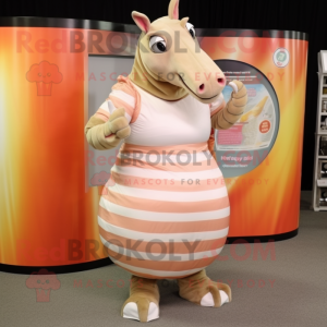 Peach Quagga mascot costume character dressed with a Circle Skirt and Foot pads