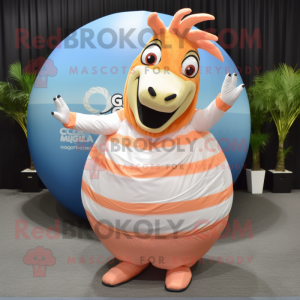 Peach Quagga mascot costume character dressed with a Circle Skirt and Foot pads