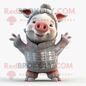 Gray Pig mascotte kostuum...