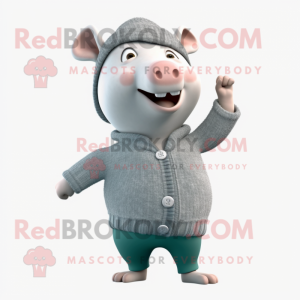 Gray Pig mascotte kostuum...