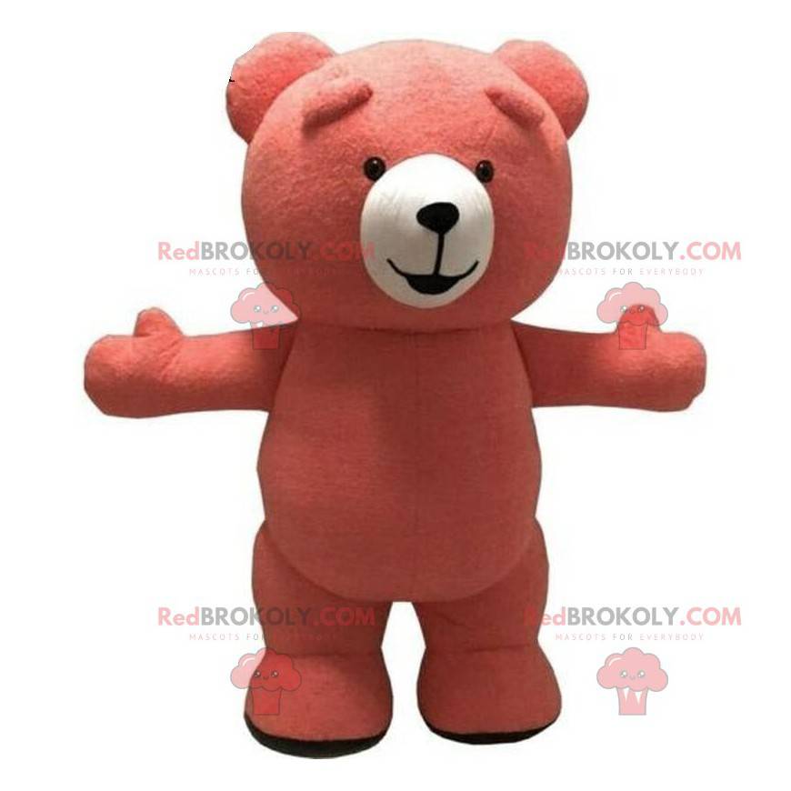 Grande mascote de pelúcia rosa, fantasia de urso rosa -
