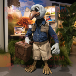 nan Guinea Fowl mascot costume character dressed with a Cargo Pants and Watches