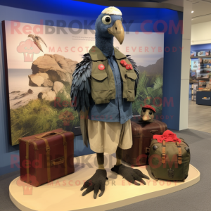 nan Guinea Fowl mascot costume character dressed with a Cargo Pants and Watches