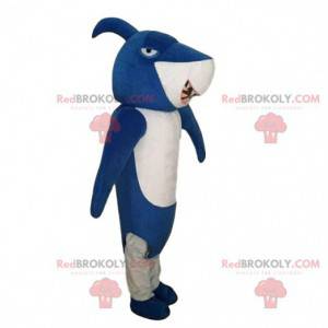 Mascotte blauwe haai, haaienkostuum, vermomming van de zee -