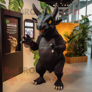 Black Triceratops mascot costume character dressed with a Cover-up and Clutch bags