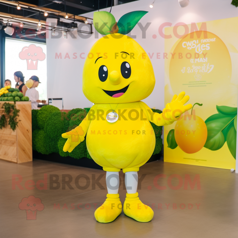 Lemon Yellow Grape mascot costume character dressed with a Romper and Anklets