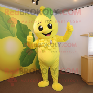 Lemon Yellow Grape mascot costume character dressed with a Romper and Anklets