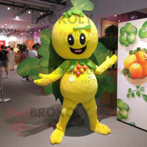 Lemon Yellow Grape mascot costume character dressed with a Romper and Anklets