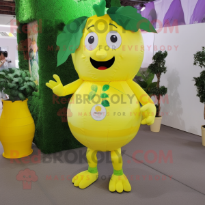 Lemon Yellow Grape mascot costume character dressed with a Romper and Anklets