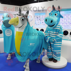 Cyan Quagga maskot kostume...