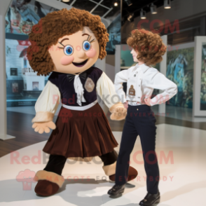 Brown Irish Dancer mascot costume character dressed with a Poplin Shirt and Watches