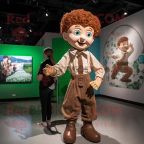 Brown Irish Dancer mascot costume character dressed with a Poplin Shirt and Watches