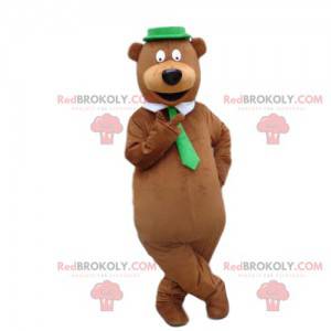 Mascotte d'ours marron, très élégant, costume de nounours -
