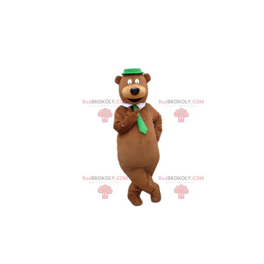 Mascotte d'ours marron, très élégant, costume de nounours -