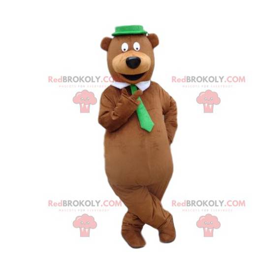 Mascotte d'ours marron, très élégant, costume de nounours -