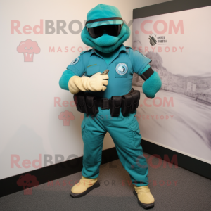 Blågrøn Marine Recon maskot...