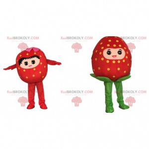 2 jordgubbar maskotar, jordgubbar kostymer - Redbrokoly.com