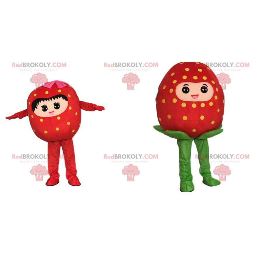 2 mascottes de fraises, costumes de fraises - Redbrokoly.com