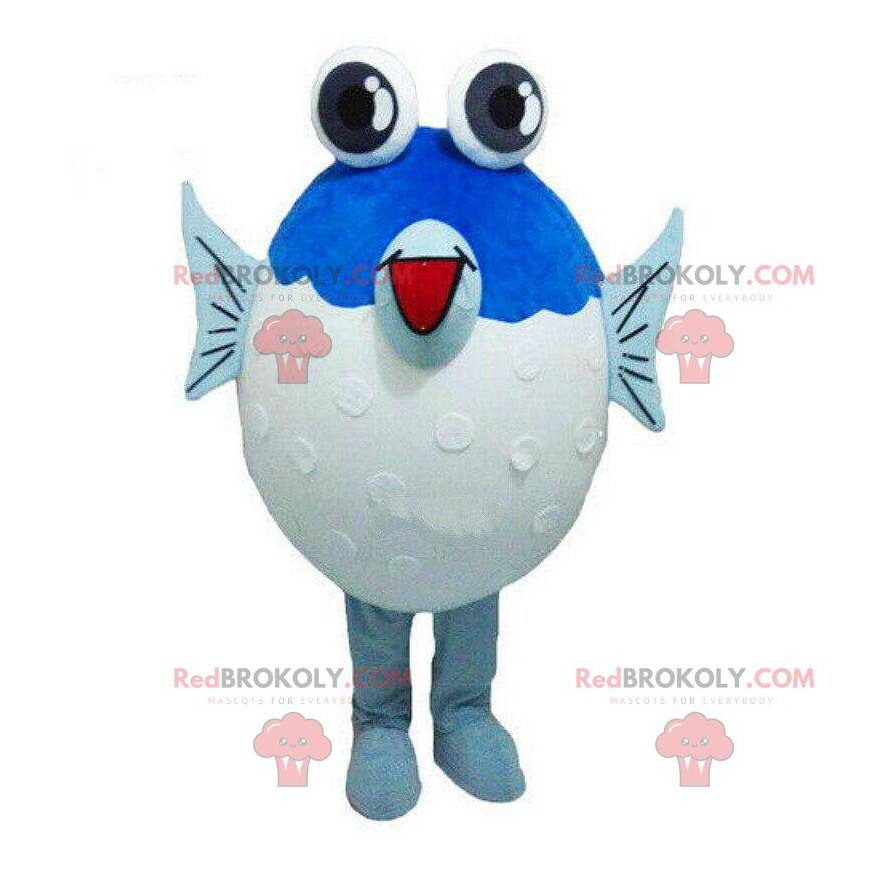 Mascote de peixe gigante, fantasia de peixe azul -