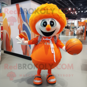 Orange Volleyball Ball mascot costume character dressed with a Culottes and Handbags