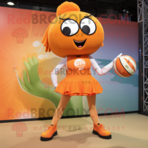 Orange Volleyball Ball mascot costume character dressed with a Culottes and Handbags