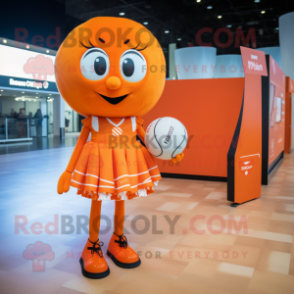 Orange Volleyball Ball mascot costume character dressed with a Culottes and Handbags