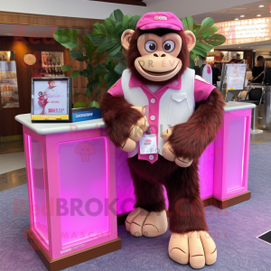 Roze chimpansee mascotte...