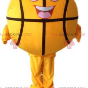 Mascotte de ballon de basket jaune, costume de balle -